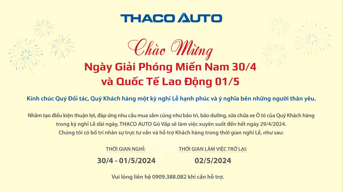 THÔNG BÁO LỊCH HOẠT ĐỘNG TRONG DỊP LỄ 30/04 - 01/05